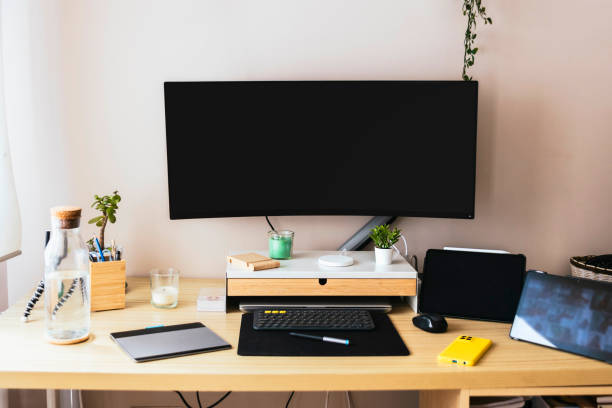 istock Home office desk for teleworking. Setup. 1488519369