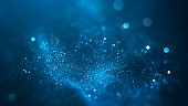 Abstract Glitter Background - Bokeh, Shallow Depth Of Field, Selective Focus - Water, Blue