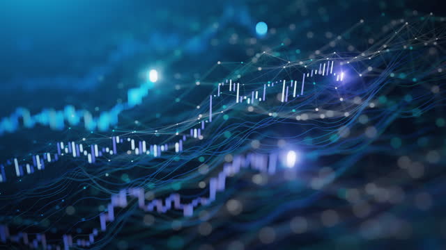 Emerging Financial Data - Stock Market, Prosperity, Bull Market - Loopable Background Animation - Blue Version