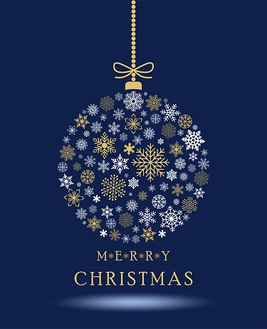 istock Christmas bauble vector with snowflakes, hanger, chain and greetings. 1488523768