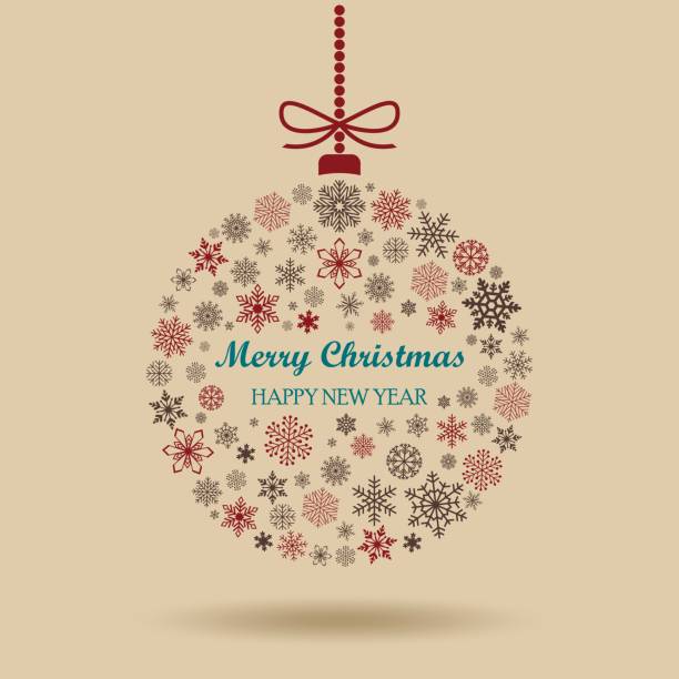 Merry Christmas bauble vector with snowflakes, hanger, chain and greetings. For background, wallpaper and greeting cards.
Merry Christmas Text in blue letters on vintage colored background. sterne stock illustrations