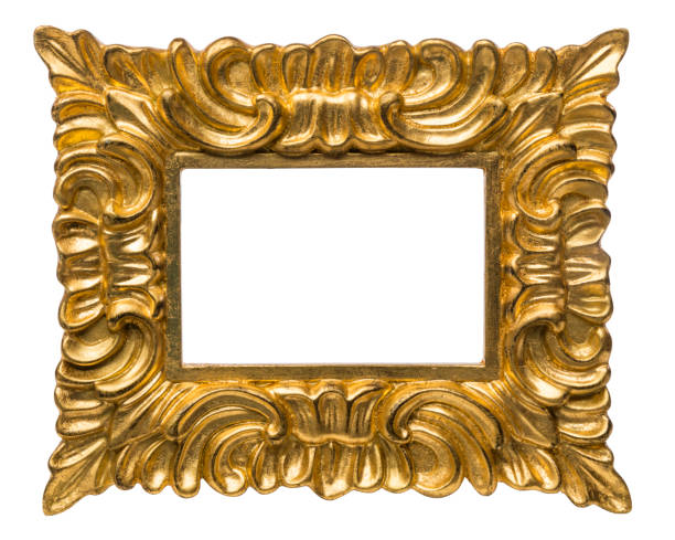 istock Ornate horizontal golden picture frame isolated 1488523870