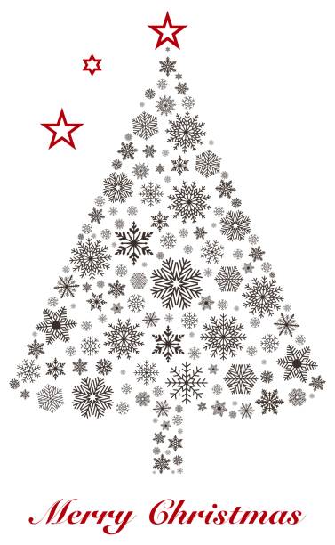 Merry Christmas vector tree with snowflakes, red stars on isolated white back. Illustration for background, wall paper, invitation, calendar, greeting cards etc.
Dark snowflake tree. sterne stock illustrations