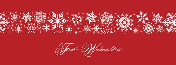 Seamless german greetings Frohe Weihnachten vector with snowflakes and stars. Seamless Ornament for background, wall paper, invitation, calendar, greeting cards etc.
Illustration on red background.
Translation German to English: Frohe Weihnachten is Merry Christmas. sterne stock illustrations