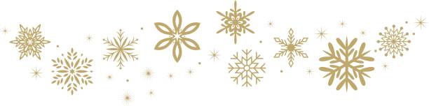 ilustrações de stock, clip art, desenhos animados e ícones de christmas ornate vector with snowflakes and stars. waved arrangement in gold. - weihnachtskugel