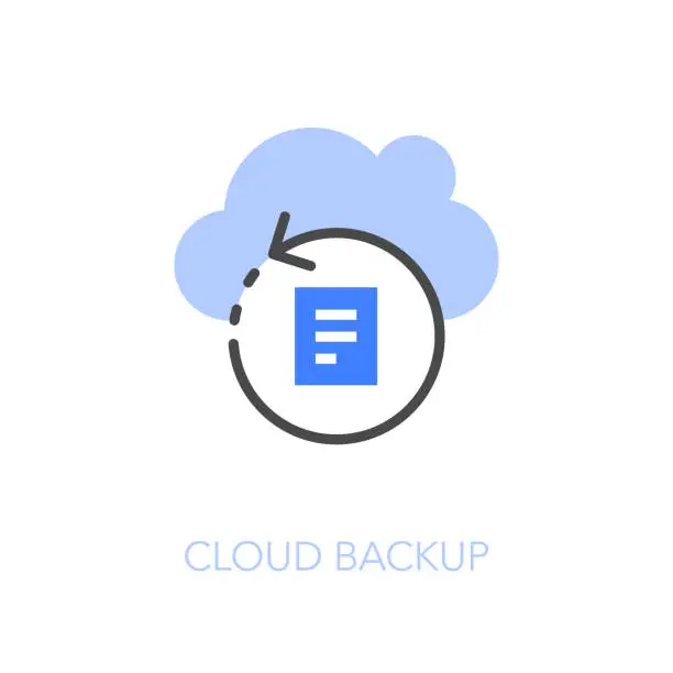 Vector illustration of Simple visualised cloud backup icon symbol