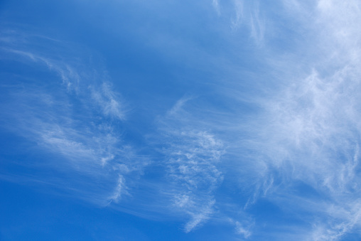 Blue sky and Cirrus cloudscapes in springtime with the wind is blowing.
