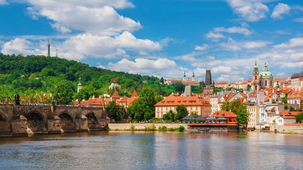 Prague and River Vltava stock photo