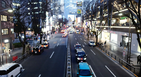 The busy traffic in the city