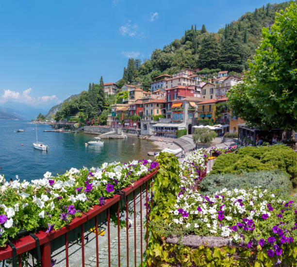istock Varenna - The beach ,town and he como lake. 1488535384