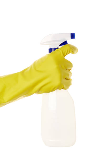istock Detergents for home. Cleaning products. White blank plastic spray detergent bottle isolated on white background. 1488536215