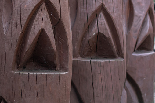 Centennial totem pole at the Sitka National Historic Park in Sitka, Alaska.