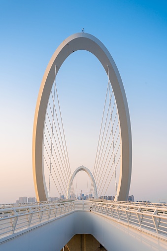 An arched bridge located in the Nanjing Youth Olympic Park