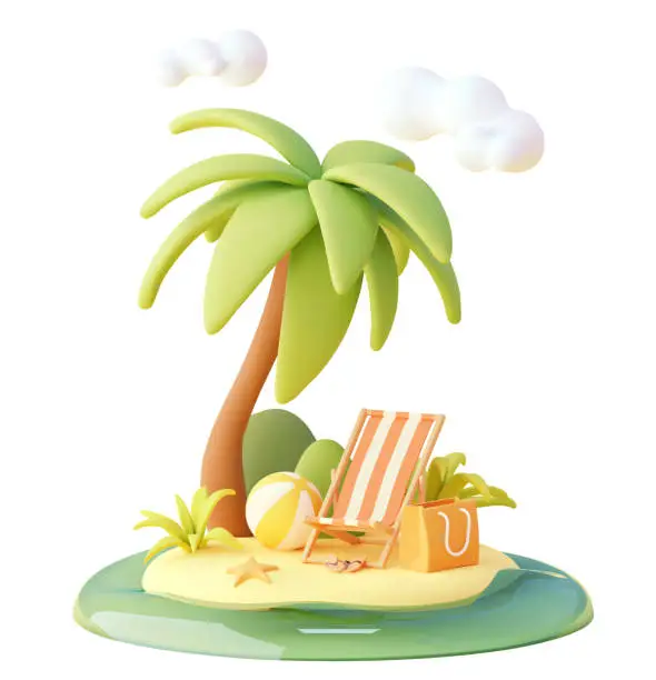 Vector illustration of Vector travel and summer beach vacation relax