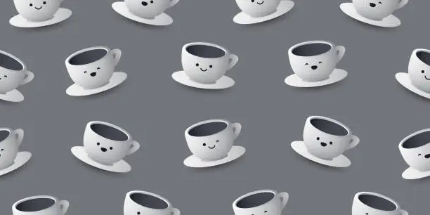 Vector illustration of Coffee Cups Pattern