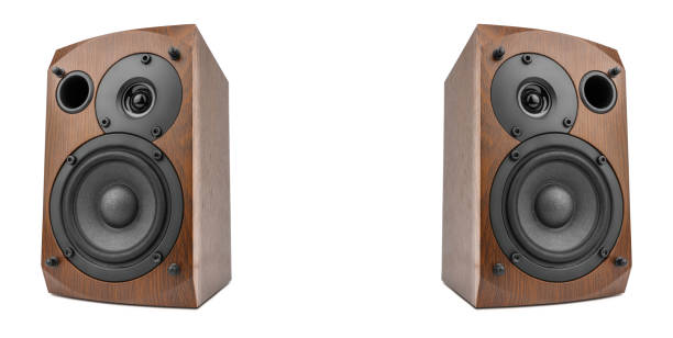 istock Music speakers on white background. Audio technica. Bookshelf speaker system for home entertainment. 1488541200