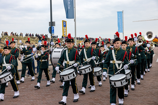 Noordwijk, Netherlands - April 22, 2023: The traditional flowers parade Bloemencorso from Noordwijk to Haarlem in the Netherlands.