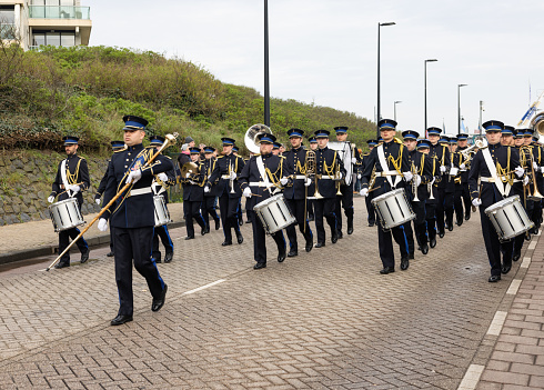April 27, 2019: Norfolk, Virginia, USA A band located in Austintown Ohio takes place in the annual NATO parade.