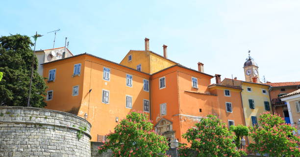 Colorful buildings in Labin, touristic destination in Istria, Croatia stock photo
