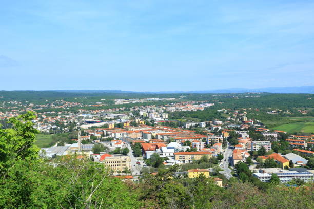 Panoramic view of the town Labin, Istria, Croatia stock photo