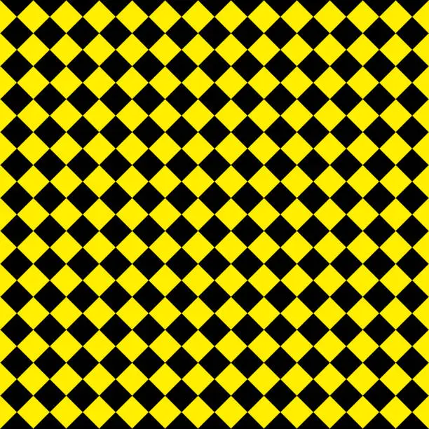 Vector illustration of Yellow and black rhombuses in grid pattern