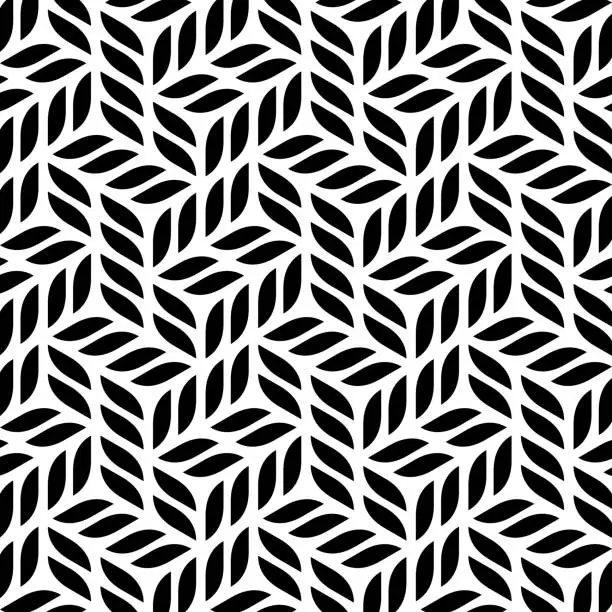 Vector illustration of Vector seamless pattern, 2-leaf groups in symmetric 3d cube pattern