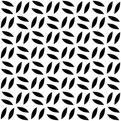 Vector seamless pattern, leaf like shapes in grid pattern
