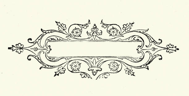 Vintage illustration of Victorian floral pattern design element, 19th Century