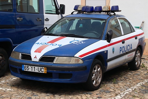 Mitsubishi car of Portugal Police. The full name of the Portuguese force is Public Security Police (PSP).