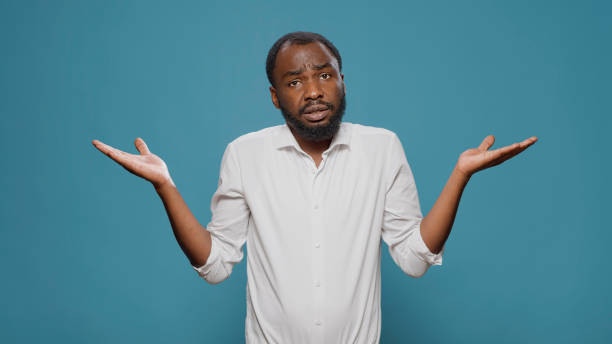 istock Uncertain clueless person doing i dont know gesture on camera 1488550195