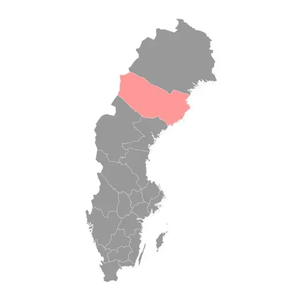 Vector illustration of Vasterbotten county map, province of Sweden. Vector illustration.