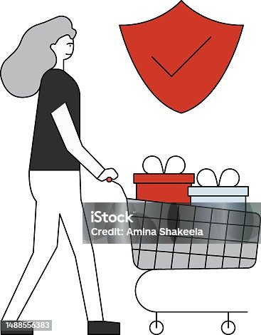 istock The girl is shopping safely 1488556383