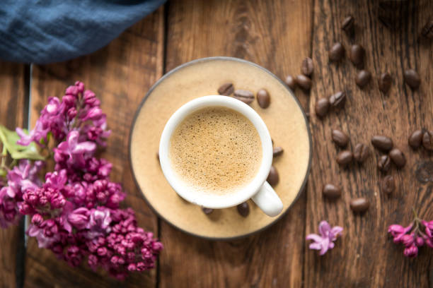 istock Coffee composition with cup of coffee and coffee beans 1488557358