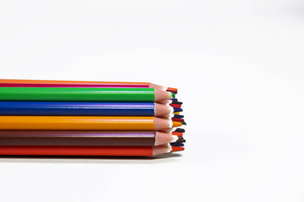 Color pencils isolated on white background close up beautiful color pencils.Color pencils for drawing.