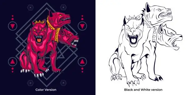 Vector illustration of cerberus vector illustration in detailed style