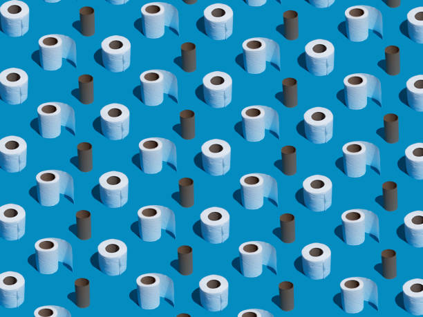 istock toilet paper from whole to used on a blue background, seamless creative pattern 1488563915