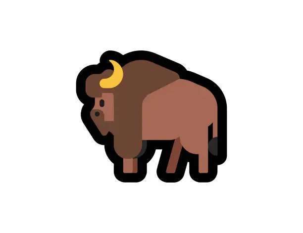 Vector illustration of Bison vector icon on a white background. Bison emoji illustration. Isolated bison vector emoticon