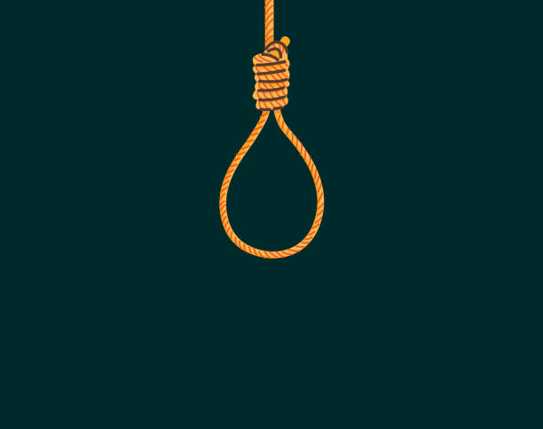 Hanging Rope On Black Dark Background Vector illustration of hanging rope on black dark background hangman stock illustrations