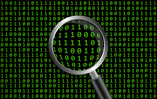 Binary numbers under magnifying glass