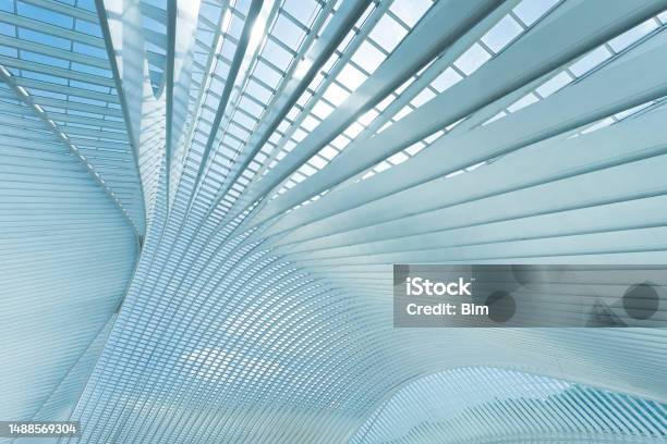 Modern Architecture In Railroad Station Stock Photo - Download Image Now - Architecture, Abstract, Close-up