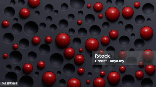 Empty Cell Background Abstract Black Geometric Background With Empty Cells And Red Spheres 3d ...