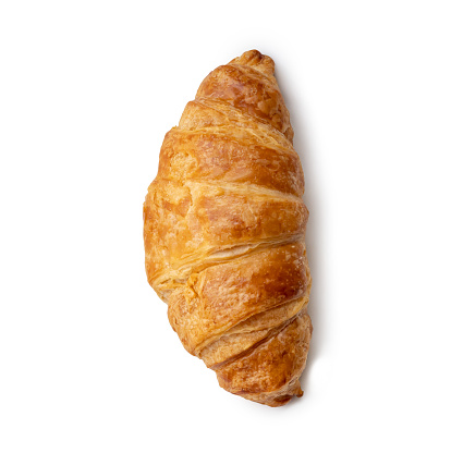 Topview of croissant is isolated on white background with clipping path.