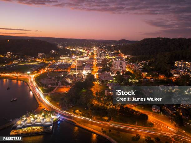 Urban Gosford At Sunset Stock Photo - Download Image Now - Aerial View, Architecture, Australia