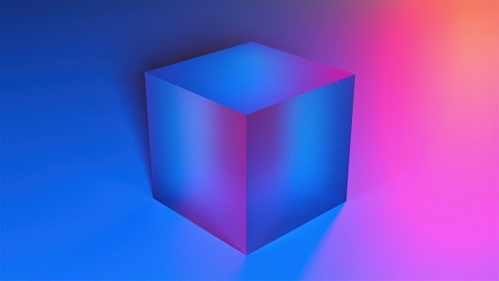 Orange and blue cube. Computer generated 3d render
