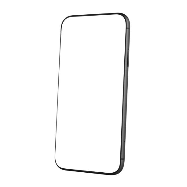 istock Smartphone mockup. Mobile phone template with blank screen. Cell phone device isolated on white background. 1488579511
