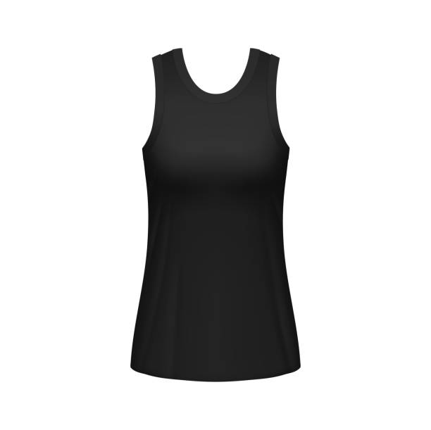 schwarze frauen tanktop rückenansicht 3d-vektor-mockup - tank top black top t shirt stock-grafiken, -clipart, -cartoons und -symbole