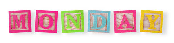 istock Monday concept with childs wood blocks with clipping path 1488584909