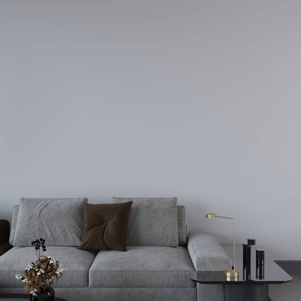 istock Modern Living Room Blank Wall, Realistic Interior Mockup, Frameless Empty Wall, Modern Home Design 1488588565