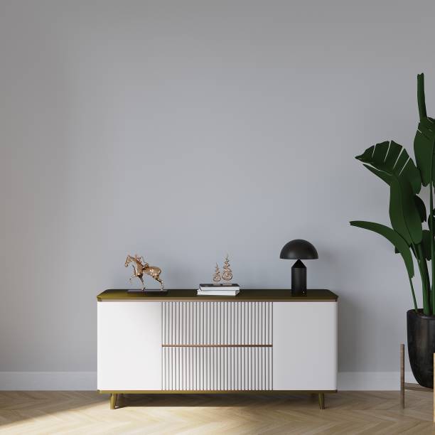 istock Modern Living Room Blank Wall, Realistic Interior Mockup, Frameless Empty Wall, Modern Home Design, Console and Plant 1488588646