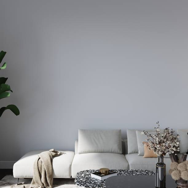 istock Modern Living Room Blank Wall, Realistic Interior Mockup, Frameless Empty Wall, Modern Home Design 1488588695